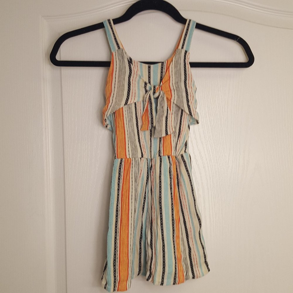 Art Class Striped Tie Front Romper